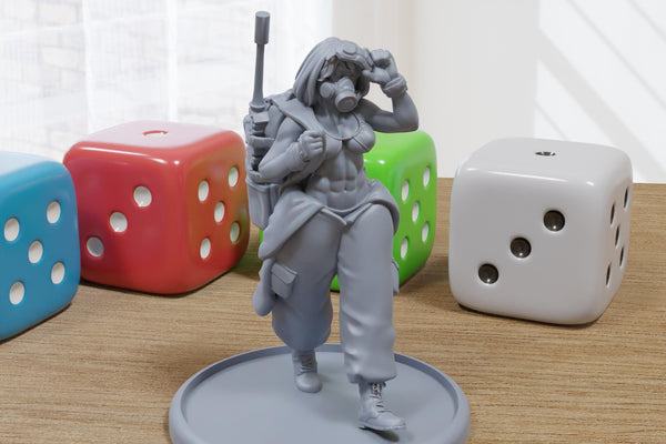 Krenzia Military Girl Sexy Pin-Up - 3D Printed Minifigures for Fantasy Miniature Tabletop Games DND, Frostgrave 28mm / 32mm / 75mm