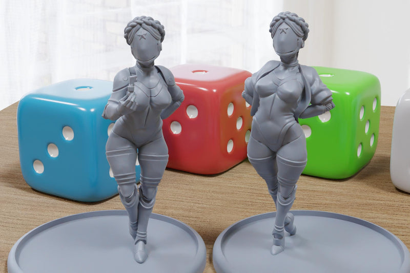 Robot Balerina Twins Sexy Pin-Up - 3D Printed Minifigures for Fantasy Miniature Tabletop Games DND, Frostgrave 28mm / 32mm / 75mm