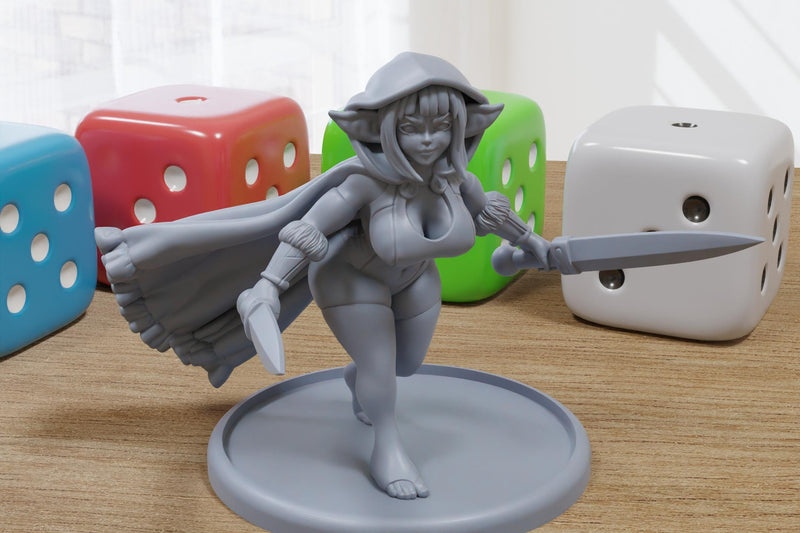 Goblin Adventurer Sexy Pinup SFW/ NSFW 3D Printed Minifigures for Fantasy Miniature Tabletop Games DND, Frostgrave 28mm / 32mm / 75mm