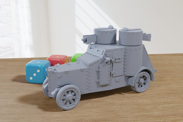 Izhorski-FIAT (Russian Empire) Armored car - 3D Printed Miniature Wargaming Combat Vehicle - 28mm / 20mm / 15mm Scale