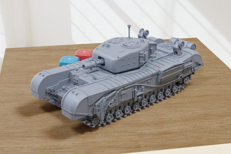 Churchill AVRE Mortar Tank - 3D Printed Miniature Wargaming Combat Vehicle - 28mm / 20mm / 15mm Scale