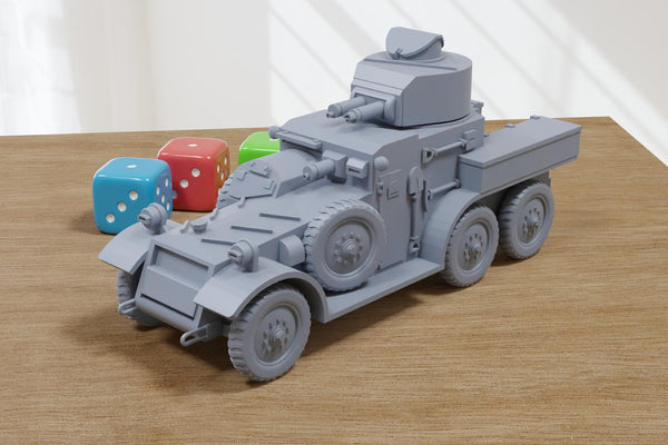 Lanchester 6x4 Armored Car - 3D Printed Miniature Wargaming Combat Vehicle - 28mm / 20mm / 15mm Scale