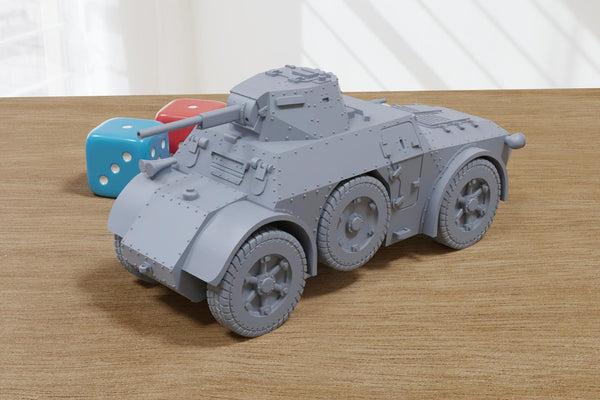 Autoblinda AB 41 Armored Car - 3D Printed Miniature Wargaming Combat Vehicle - 28mm / 20mm / 15mm Scale