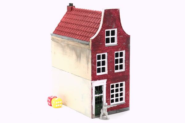 Dutch Canalhouse Delft Klokgevel T2 - 3D Printed Miniature Wargaming Terrain 28mm / 20mm / 15mm Scale