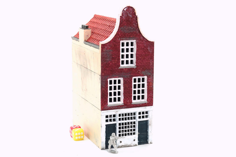 Dutch Canalhouse Delft Klokgevel T3 - 3D Printed Miniature Wargaming Terrain 28mm / 20mm / 15mm Scale