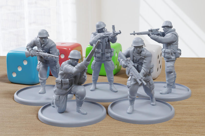 Vietnam War US Soldiers - 3D Printed - 28mm Scale - Miniature Wargaming Minifigures - Tabletop Wargames