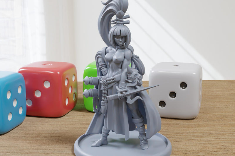 Rin Shadowdancer Ninja Sexy Pin-Up - 3D Printed Minifigure for Fantasy Miniature Tabletop Games DND, Frostgrave 28mm / 32mm / 75mm