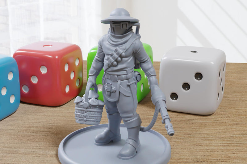 Mushroom Farmer - 3D Printed Proxy Minifigure for Sci-fi Miniature Tabletop Games like Stargrave and Five Parsecs from Home