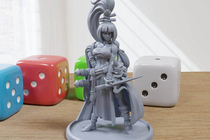 Rin Shadowdancer Ninja Sexy Pin-Up - 3D Printed Minifigure for Fantasy Miniature Tabletop Games DND, Frostgrave 28mm / 32mm / 75mm