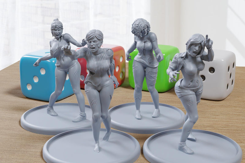 Zombie Pinup Queens - 3D Printed Minifigures for Fantasy Miniature Tabletop Games DND, Frostgrave 28mm / 32mm