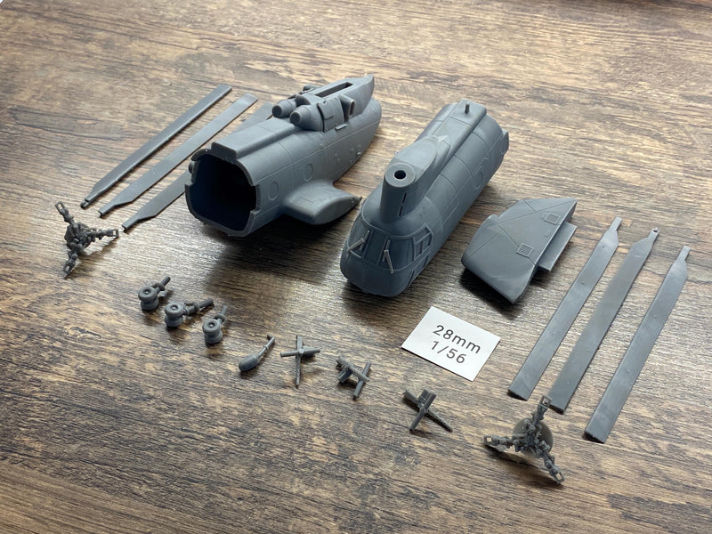 CH-46E Chinhook Troop Transport Helicopter - 3D Printed Vehicle for Miniature Tabletop Wargames - 28mm / 20mm / 15mm Scales