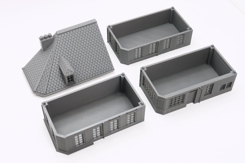 Caen Corner Buildings Set - WW2 Normandy Scenery - 3D Printed Miniature Wargaming Terrain 28mm / 20mm / 15mm Scale