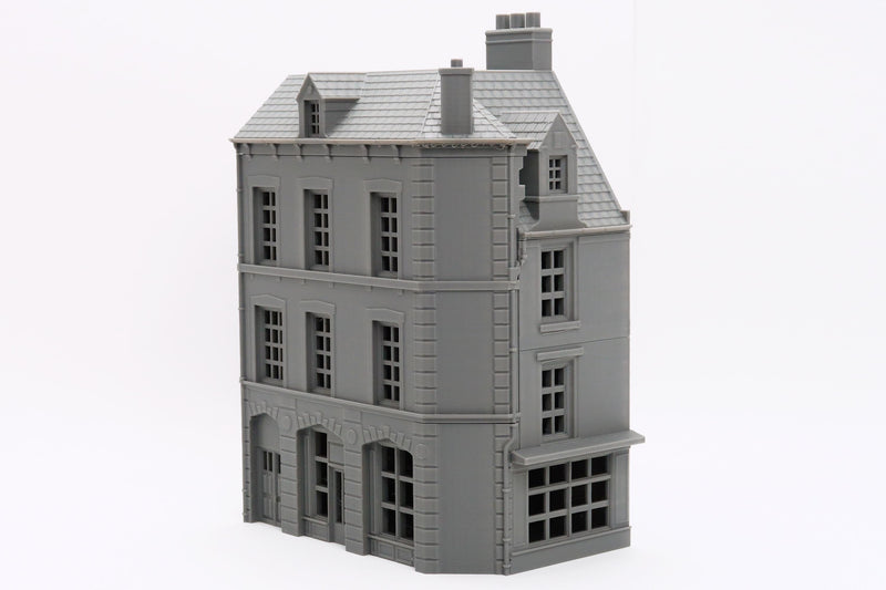 Caen Corner Buildings Set - WW2 Normandy Scenery - 3D Printed Miniature Wargaming Terrain 28mm / 20mm / 15mm Scale