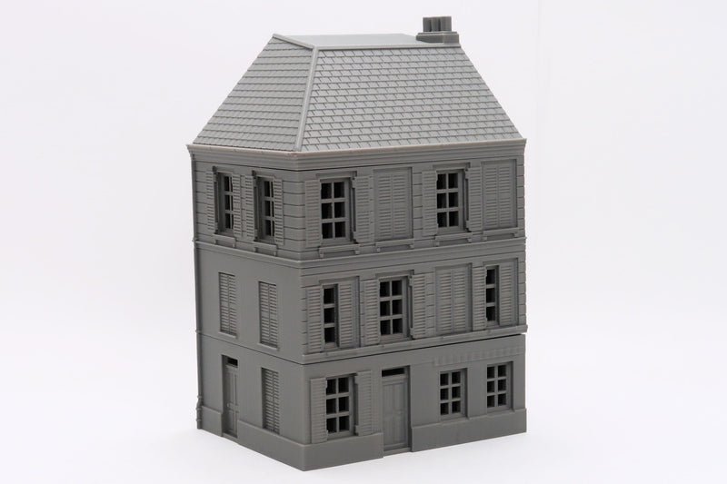 Caen Corner Buildings Set - WW2 Normandy Scenery - 3D Printed Miniature Wargaming Terrain 28mm / 20mm / 15mm Scale