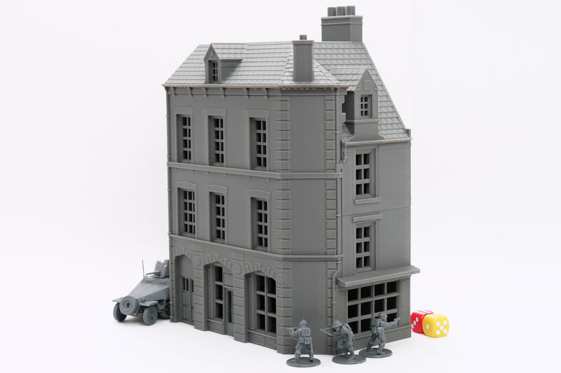 Caen Corner Building CCB02 - Normandy Urban Scenery - 3D Printed Miniature Wargaming Terrain 28mm / 20mm / 15mm Scale