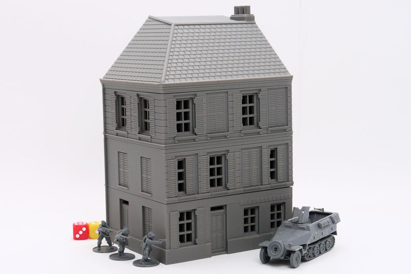 Caen Corner Building CCB03 - Normandy Urban Scenery - 3D Printed Miniature Wargaming Terrain 28mm / 20mm / 15mm Scale