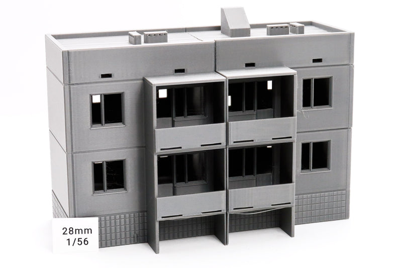Soviet Apartments Block Type 2 - Zona Alfa / Cold War in the East - 3D Printed Miniature Wargaming Terrain 28mm / 20mm / 15mm Scale