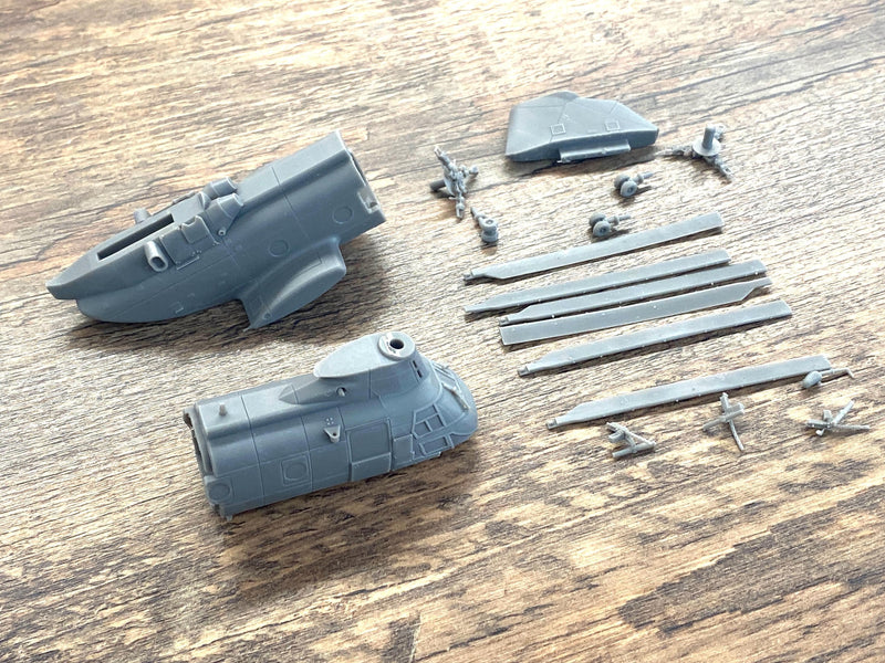 CH-46E Chinhook Troop Transport Helicopter - 3D Printed Vehicle for Miniature Tabletop Wargames - 28mm / 20mm / 15mm Scales