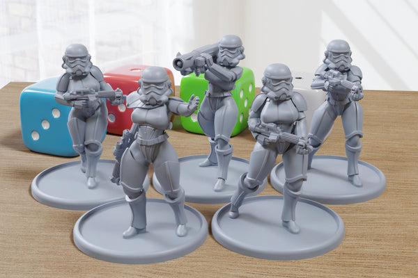 Hurricane Troopers Squad A Sexy Pin-Up - 3D Printed Minifigure for Epic Sci-Fi Miniature Tabletop Wargames Legion 28mm / 32mm / 35mm / 75mm