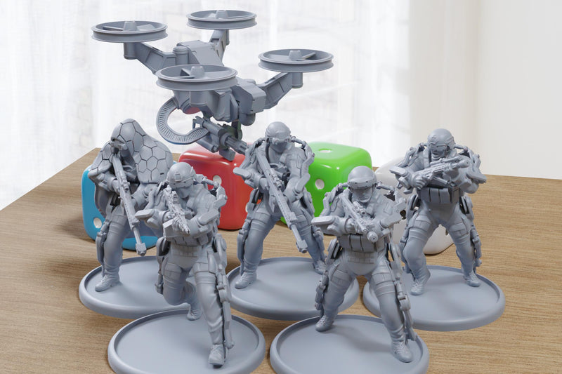 Advanced Exo Squad - 3D Printed - 28mm Scale - Miniature Wargaming Minifigures - Tabletop Wargames
