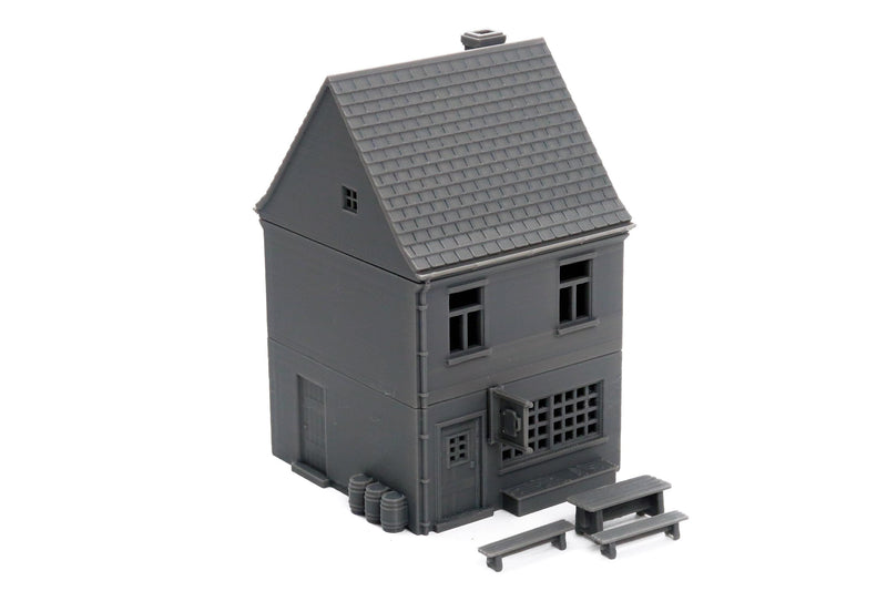 German Bierlokal with Gartengarnitur - Tabletop Wargaming Terrain 15mm - 20mm - 28mm - Miniature Gaming - 3D Printed