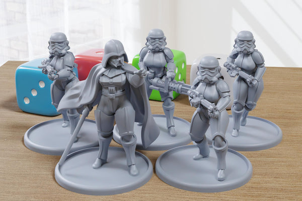 Hurricane Troopers Squad B Sexy Pin-Up - 3D Printed Minifigure for Epic Sci-Fi Miniature Tabletop Wargames Legion 28mm / 32mm / 35mm / 75mm