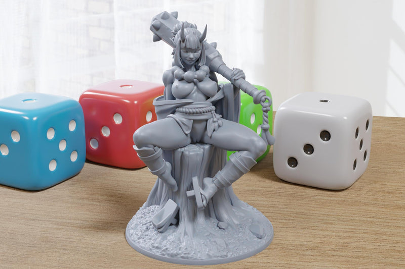 Shizuka Oni Sexy Pin-Up - 3D Printed Minifigure for Fantasy Miniature Tabletop Games DND, Frostgrave 28mm / 32mm / 75mm