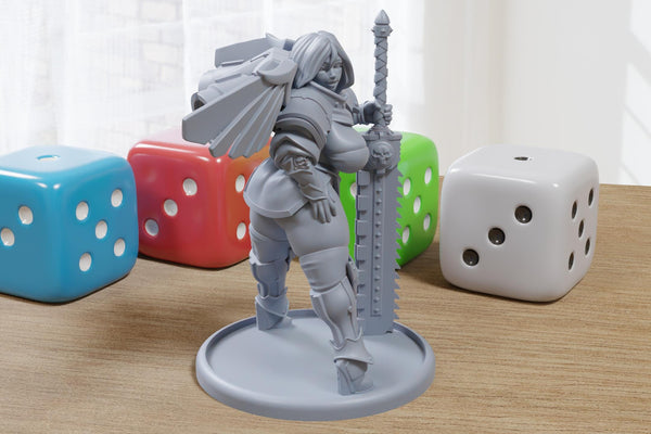 Jet-Pack Sexy Pin-Up - 3D Printed Minifigure for Fantasy Miniature Tabletop Games DND, Frostgrave 28mm / 32mm / 75mm