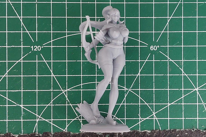 Elf Archer - Sexy Pin-Up Fan Art - 3D Printed Miniature Figure - 32mm / 75mm / 170mm Scale - Garage Kit