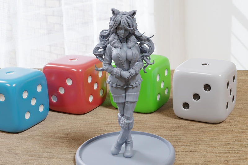 Eva - Sexy Pin-Up Fan Art - 3D Printed Miniature Figure - 32mm / 75mm / 170mm Scale - Garage Kit