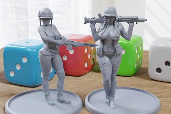 GI Janies - Sexy Pinup - 3D Printed Minifigures for Fantasy Miniature Tabletop Games DND, Frostgrave 28mm / 32mm / 75mm
