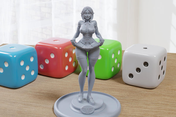 Student Elf - Sexy Pin-Up Fan Art - 3D Printed Miniature Figure - 32mm / 75mm / 170mm Scale - Garage Kit