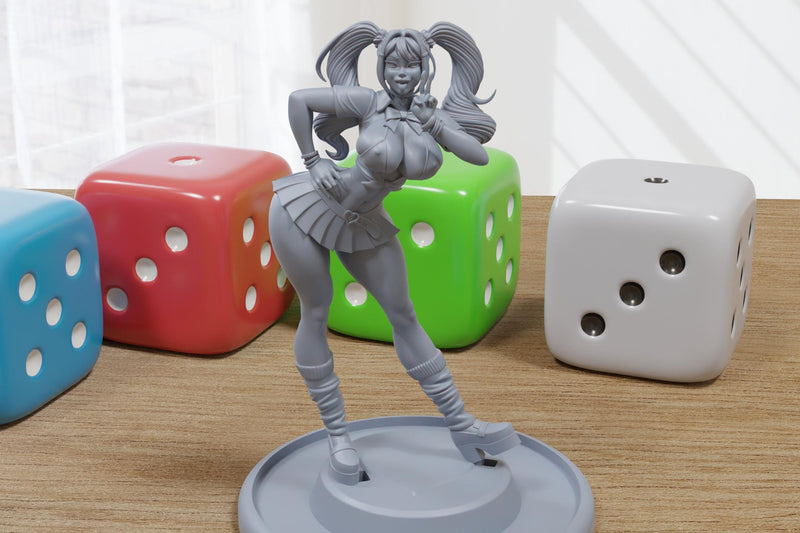 Yumi the Gyaru Girl - Sexy Pin-Up Fan Art - 3D Printed Miniature Figure - 32mm / 75mm / 170mm Scale - Garage Kit