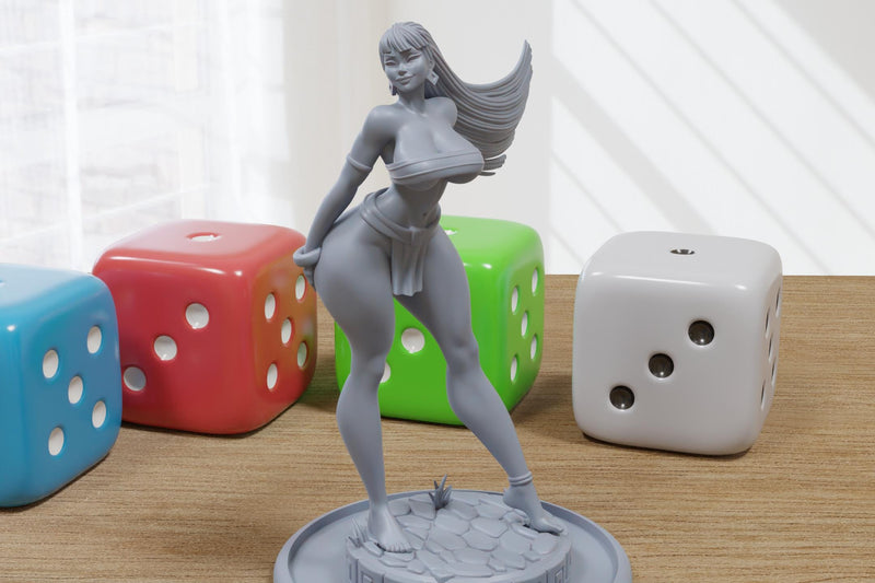 Tika the Jungle Dancer - Sexy Pin-Up Fan Art - 3D Printed Miniature Figure - 32mm / 75mm / 170mm Scale - Garage Kit
