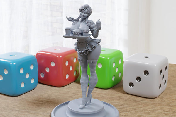 Wynnie the Burger Babe - Sexy Pin-Up Fan Art - 3D Printed Miniature Figure - 32mm / 75mm / 170mm Scale - Garage Kit
