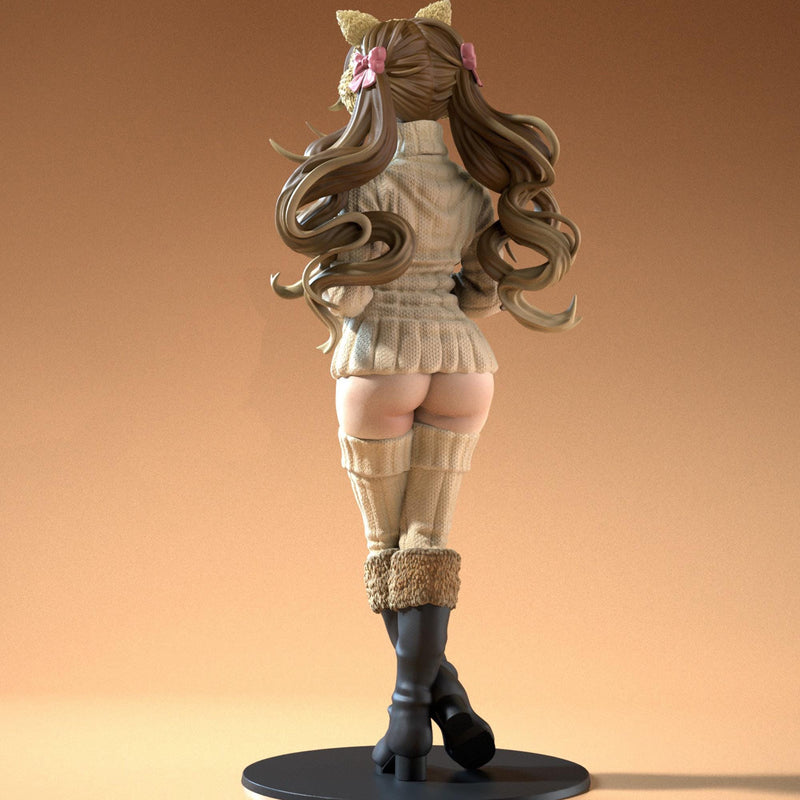 Eva - Sexy Pin-Up Fan Art - 3D Printed Miniature Figure - 32mm / 75mm / 170mm Scale - Garage Kit