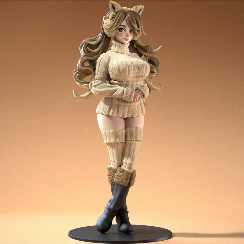 Eva - Sexy Pin-Up Fan Art - 3D Printed Miniature Figure - 32mm / 75mm / 170mm Scale - Garage Kit