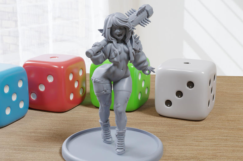Glitzy Goblin Bashbelle Sexy Pin-Up - 3D Printed Minifigure for Fantasy Miniature Tabletop Games DND, Frostgrave 28mm / 32mm / 75mm