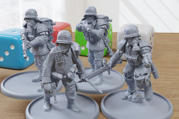 Heretic Rifle Squad - 28mm/32mm Scale 3D Printed Miniatures for Trench Warfare Darkgrim Miniature Tabletop Wargames