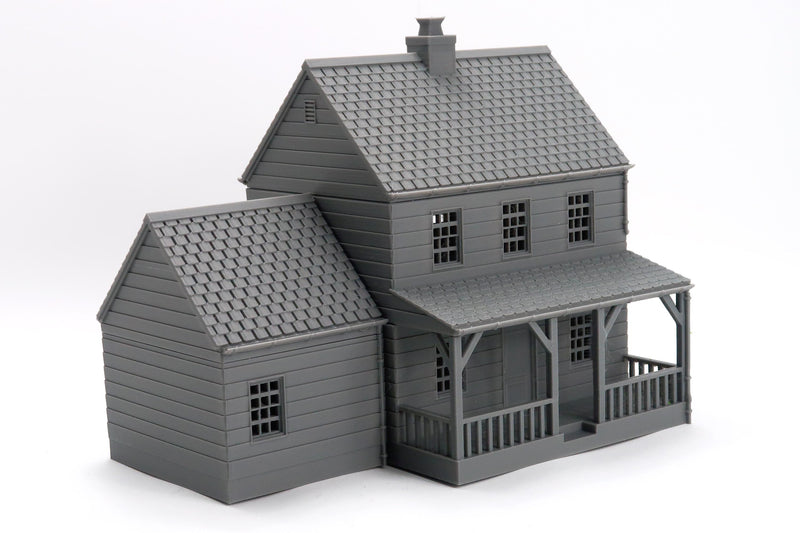 American Suburban House DS-02 with Garage - 3D Printed Miniature Wargaming Terrain