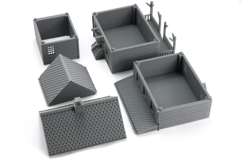 American Suburban House DS-02 with Garage - 3D Printed Miniature Wargaming Terrain