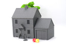 American Suburban House DS-02 with Garage - 3D Printed Miniature Wargaming Terrain