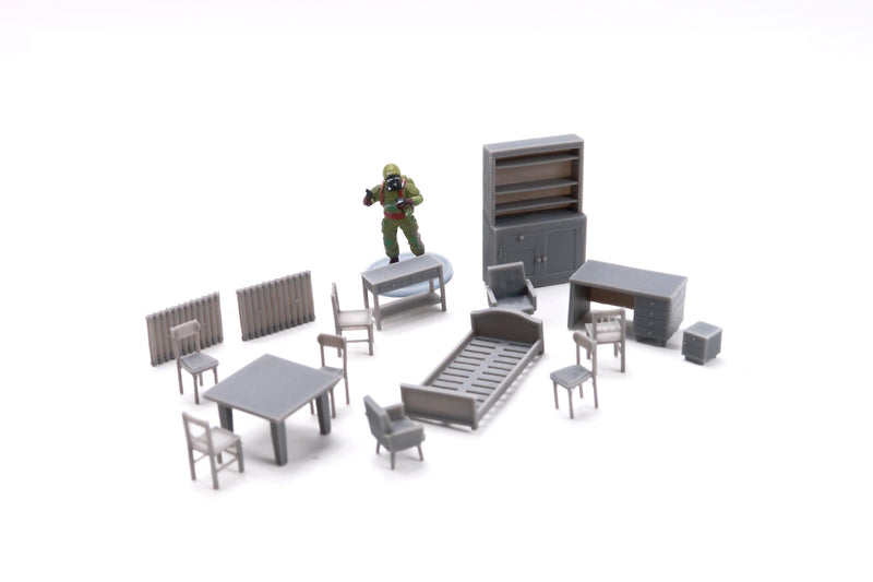 Soviet-Era Furniture Set A – 28mm / 32mm / 1:35 Scale – Zona Alfa Interior Terrain