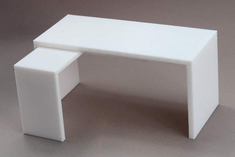 Modern Dollhouse Desk 1:12 Scale – 3D Printed Miniature Furniture, Reversible L-Shaped Design, Custom Colors Available