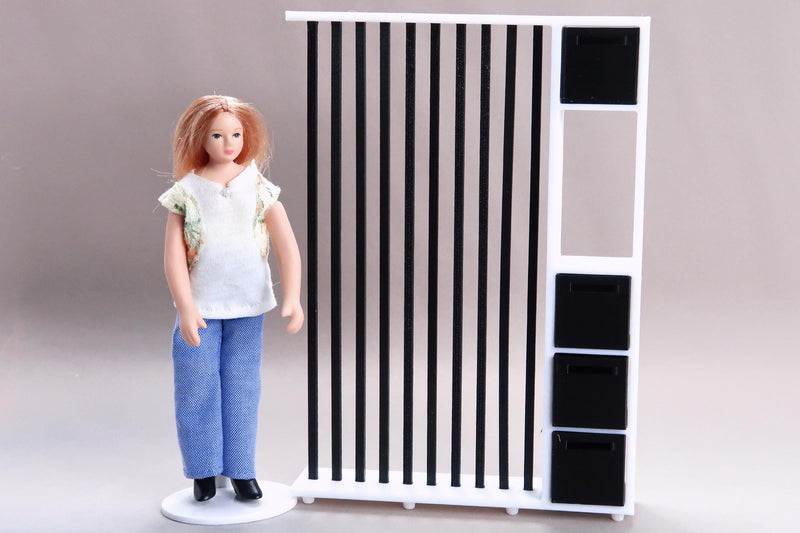 Modern Room Divider | 1:12 Scale Dollhouse Furniture | 3D Printed Miniature Partition with Storage