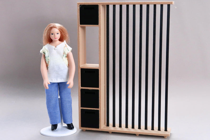 Modern Room Divider | 1:12 Scale Dollhouse Furniture | 3D Printed Miniature Partition with Storage