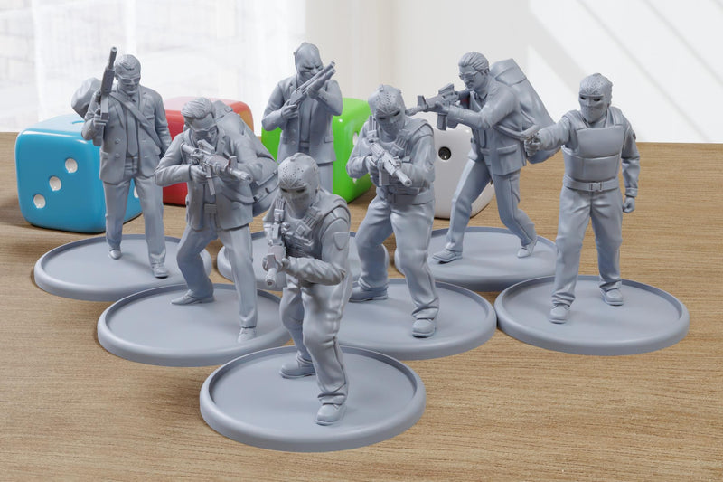 Heat-Inspired Robbers - 3D Printed Miniature Wargames Minifigures - Tabletop Modern Warfare - 28mm / 32mm Scale