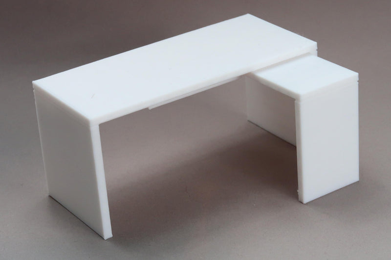 Modern Dollhouse Desk 1:12 Scale – 3D Printed Miniature Furniture, Reversible L-Shaped Design, Custom Colors Available