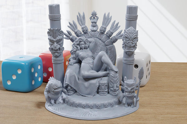Queen Kaia of the Crimson Lagoon - Sexy Pinup 3D Printed Minifigures for Fantasy Miniature Tabletop Games DND, Frostgrave 28mm / 32mm / 75mm