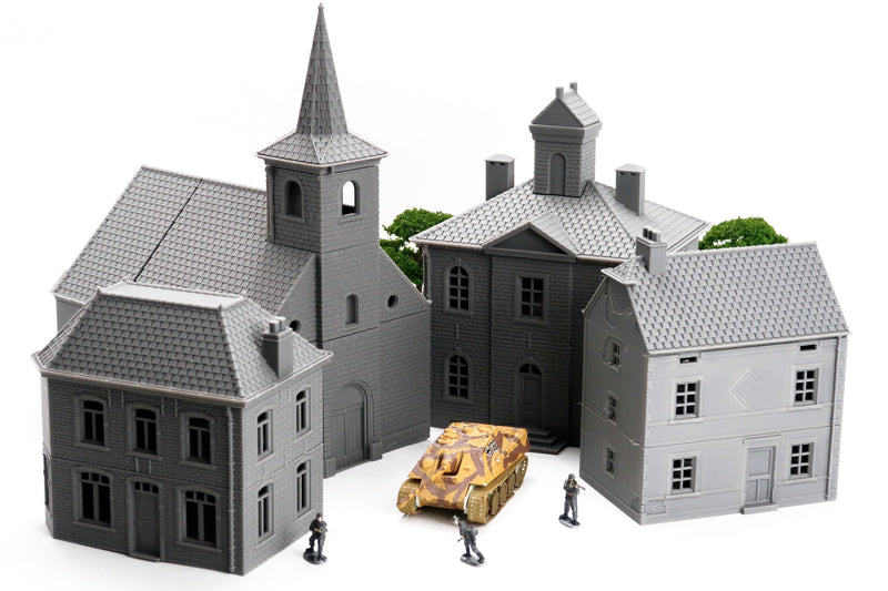 Ardennes Village Set - 3D Printed Miniature WW2 Wargaming Terrain 28mm / 20mm / 15mm Scale